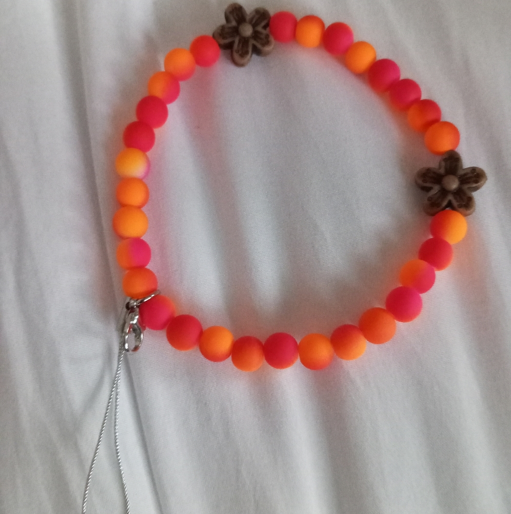 Hand crafted New cell phone charm holder neon statement beaded bracelet